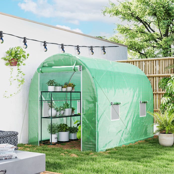 Outsunny 300 x 195cm Walk-In Tunnel Greenhouse - Green | Aosom UK