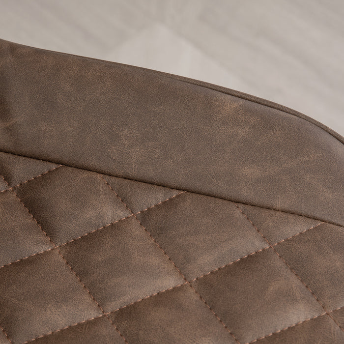 Retro Adjustable Swivel Bar Chairs, Set of 2 - Brown PU Leather Upholstery with Steel Base and Footrest - Comfortable High-Back Kitchen Stools for Home Bar & Dining