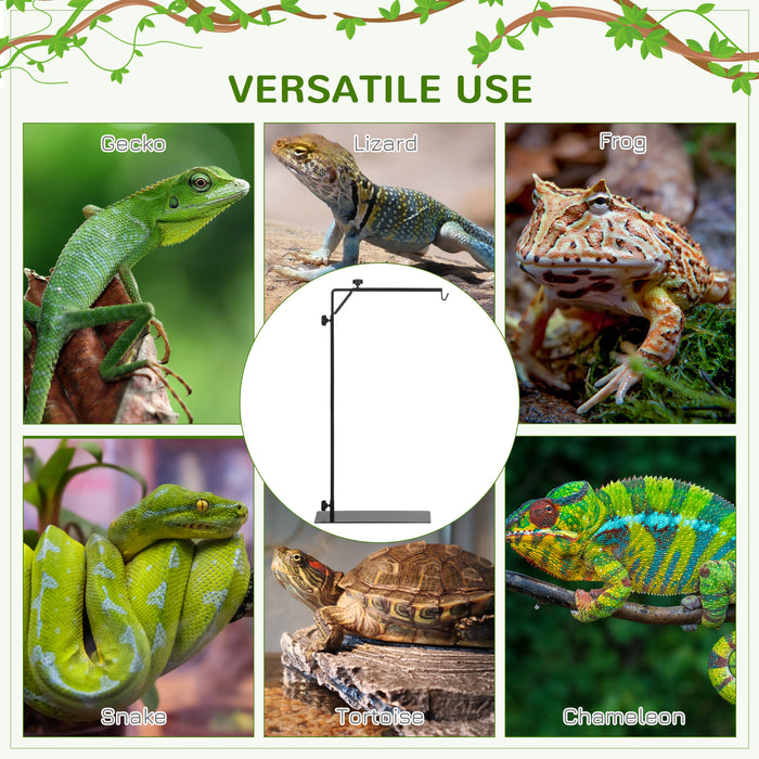 Adjustable 86-129cm Reptile Lamp Stand with Hook - Sturdy Base, Height & Length Customization - Ideal for Terrarium Heating & Lighting Solutions