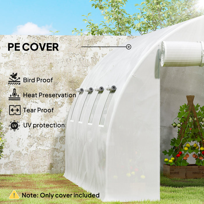 Outsunny 4 x 3 x 2m Greenhouse Replacement Cover ONLY Winter Garden Plant PE Cover for Tunnel Walk-in Greenhouse with Roll-up Windows Door Outdoor, White