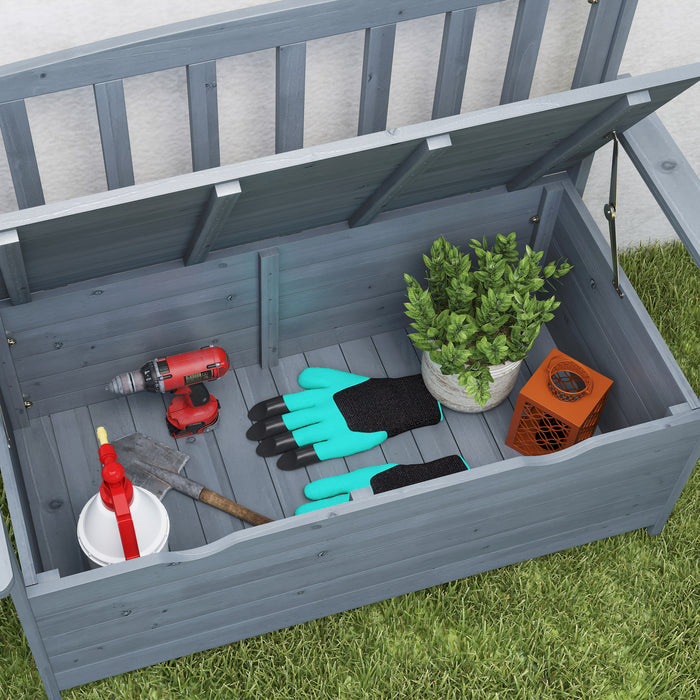 Outsunny Two-Seater Garden Storage Bench - Grey