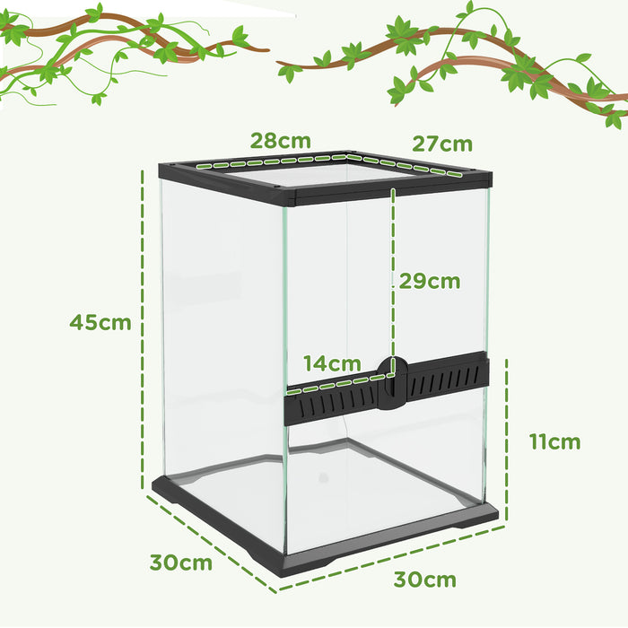 40L Reptile Habitat - Vivarium with Anti-Escape and Ventilated Design for Lizards, Frogs, Snakes, Turtles, Tortoises - Ideal for Secure and Breathable Pet Environment