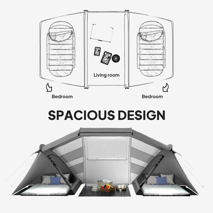 Outsunny 4-6 Man UV Protection Camping Tent - Charcoal Grey and White