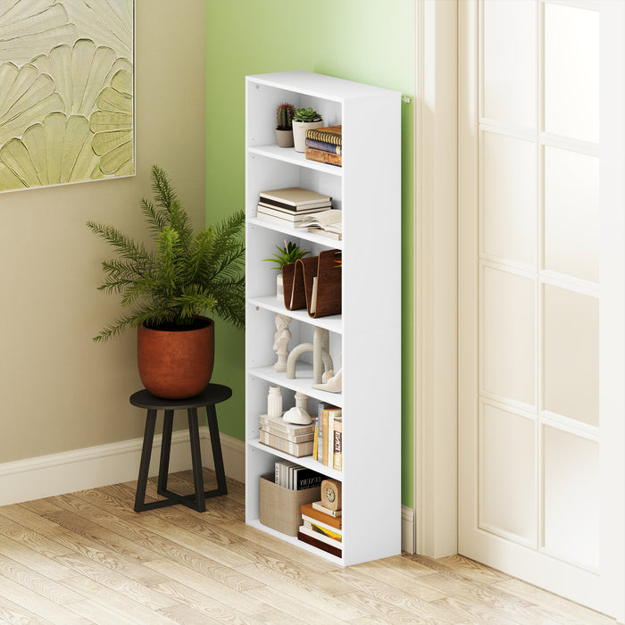 HOMCOM Six Shelf Bookcase - White