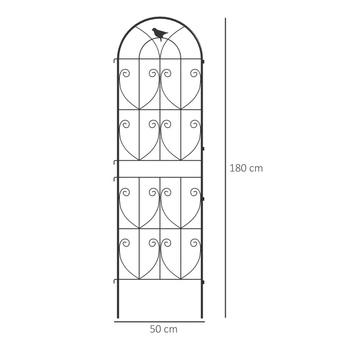 Outsunny Set of 2 Garden Trellis, Metal Fence Panels for Climbing Outdoor Plants, Flowers, 180 x 50cm