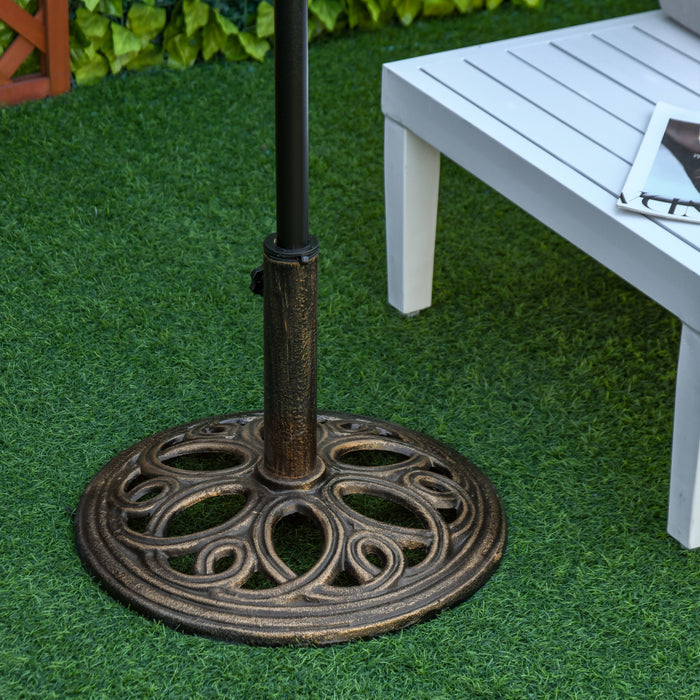Outsunny 11.5 kg Cast Metal Round Patio Umbrella Base Stand, Umbrella Holder for Outdoor, Patio, Garden, Bronze Tone