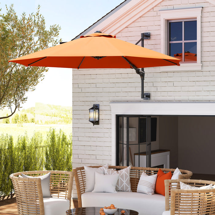 Outsunny 3(m) Wall-Mounted Parasol Shade, with Handle - Orange