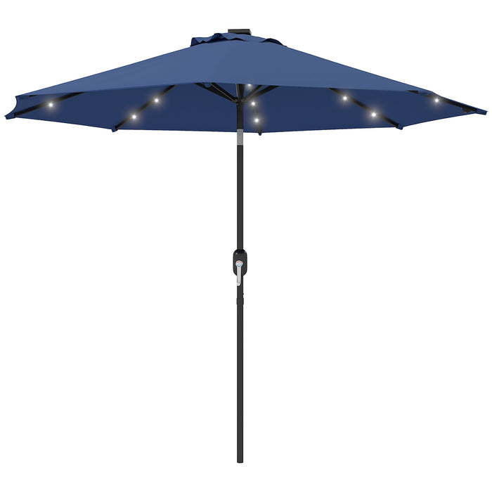 Outsunny 2.7m Outdoor Garden Umbrella with 24 LEDs Lights, Blue