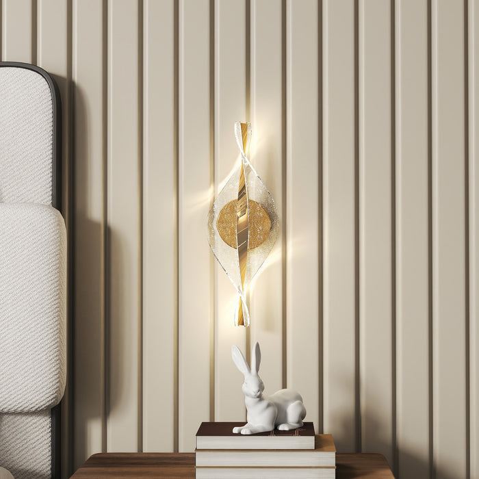 HOMCOM Led Wall Lamp 2 Pack, 13W Modern Indoor Spiral Wall Light, Colour Temperature Adjustable 3000K/4000K/6500K, for Bedroom, Living Room, Hallway, Stairs, Gold Tone