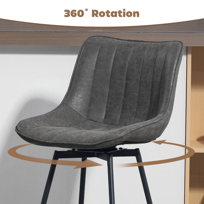 HOMCOM Set of 2 PU Leather Swivel Bar Stools - Grey