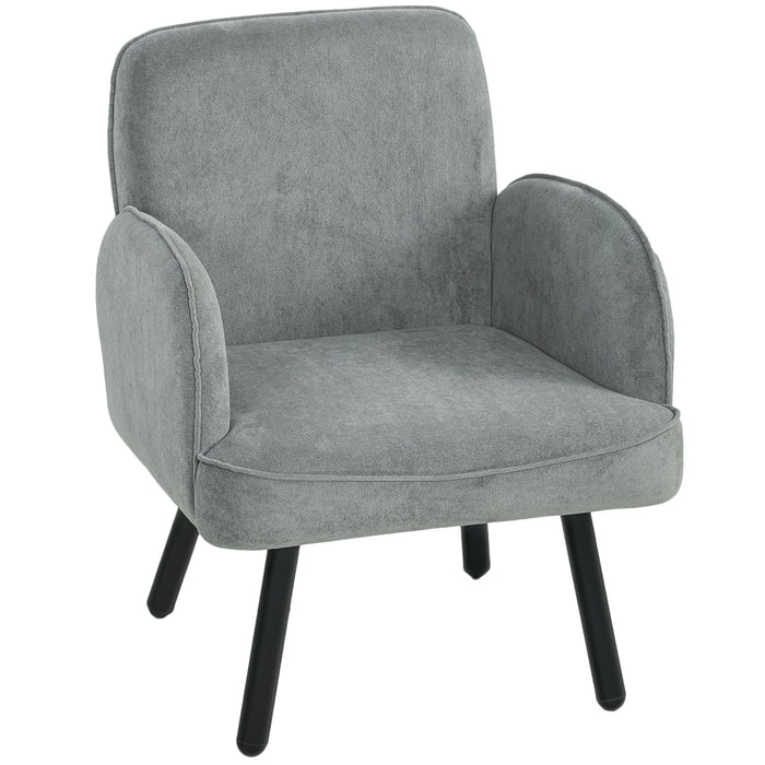HOMCOM Lounge Chair Velvet Upholstered Armchair with Spring Cushion for Living Room Bedroom Grey
