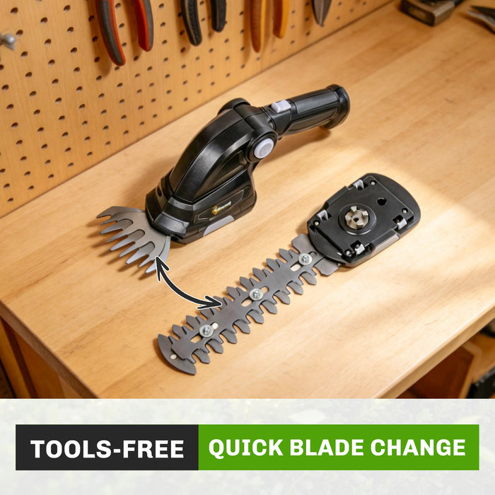 Outsunny 2-in-1 Cordless Hedge Trimmer & Grass Shear with 7.2V 2 x Rechargeable 2000mAh Batteries, 2 Changeable Blades