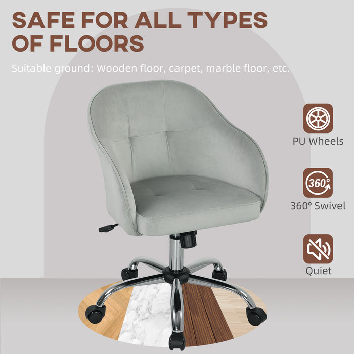 HOMCOM Velvet-feel Swivel Office Chair - Grey