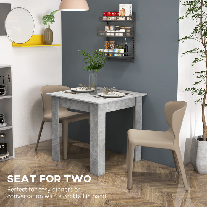 HOMCOM Square Dining Table, Modern Small Dining Table with Faux Cement Effect, Space Saving, Non-slip Foot Pads, Cement Grey