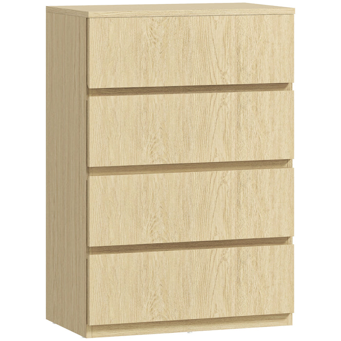 HOMCOM Chest of Drawers, 4-Drawer Storage Cabinets, Modern Dresser, Storage Drawer Unit for Bedroom
