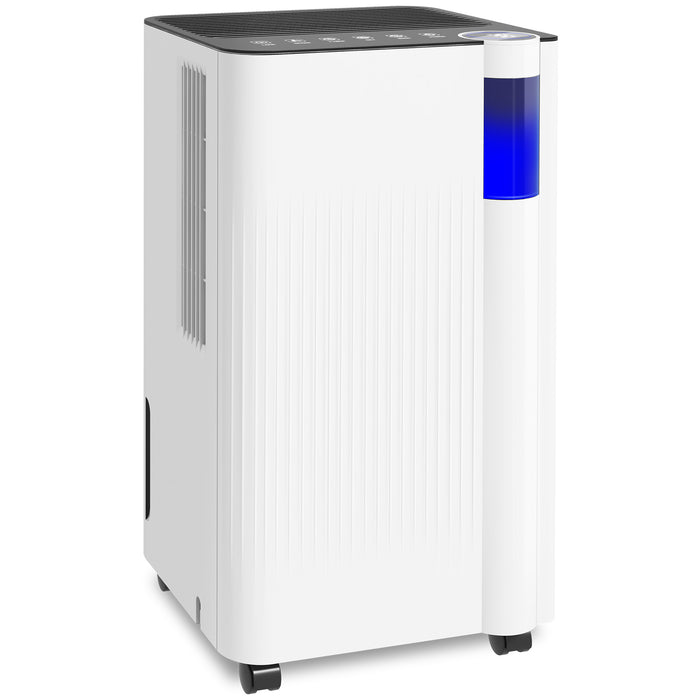 HOMCOM 12L/Day Dehumidifier with Continuous Drainage, 2L Water Tank, 24H Timer, Digital Humidity Display, Filter, Auto Defrost, Children Lock, Dehumidifier for Home Damp, Bedroom, Laundry Drying