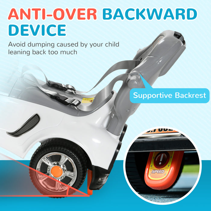 3-in-1 Cartoon Robot Ride-On Push Car - Foot-to-Floor Slider with Handle, Light-Up Features, Music, and Horn - Versatile Toy with Storage for Toddlers