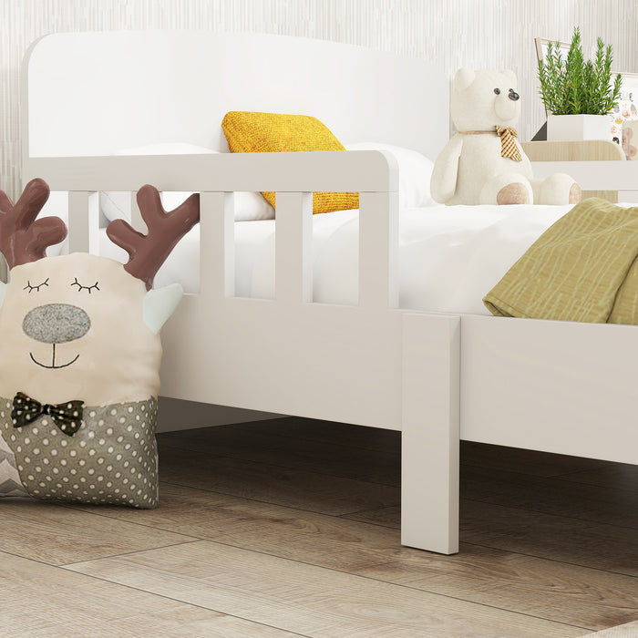 AIYAPLAY Toddler Bed, Kids Bed Frame with Safety Side Rails, Kids Bedroom Furniture for Ages 3-8 Years, White