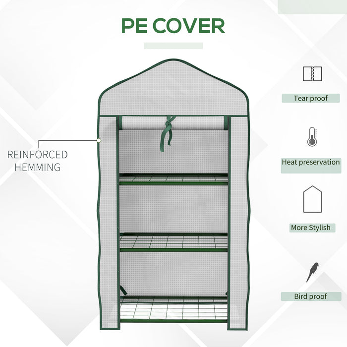 Outsunny Three-Tier Mini Greenhouse - White | Aosom UK