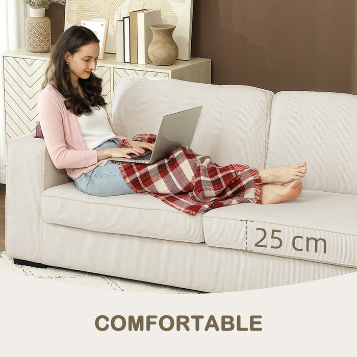 HOMCOM Modern Three Seater Sofa with Spring Cushion - Cream White