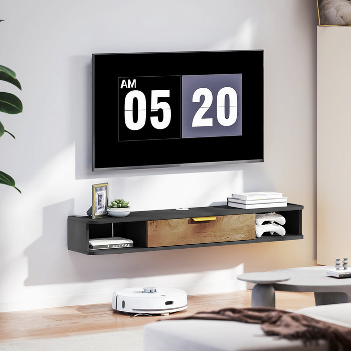 HOMCOM 120 cm Floating TV Stand with Storage - Charcoal Grey