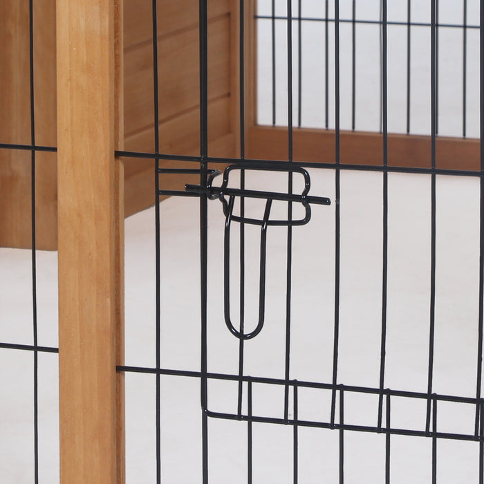 PawHut Rabbit Hutch Outdoor, Guinea Pig House, Bunny Run Cage with Openable Top for 1–2 Rabbits, 123 x 120 x 52cm, Yellow