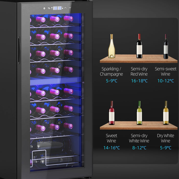 HOMCOM 32 Bottle Dual Zone 5-18℃ Wine Fridge - Black