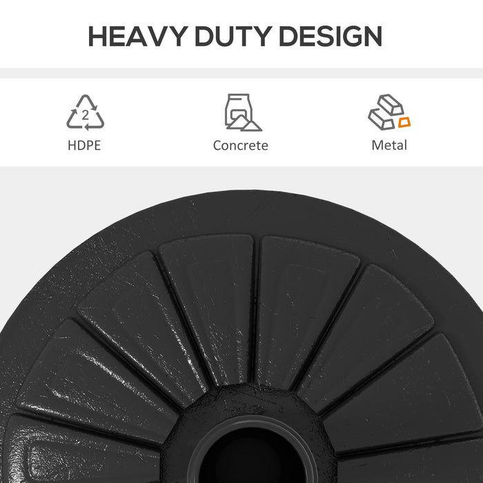 Outsunny Umbrella Base, Heavy Duty Concrete Base Holder with Steel Pole, Round Parasol Stand for Patio, Outdoor, Garden, Black