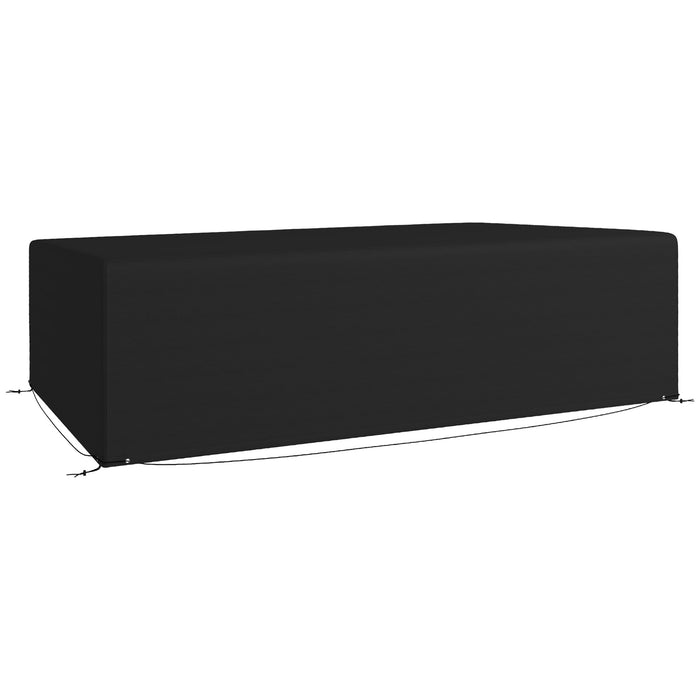 Outsunny 600D Oxford Table Set Cover Outdoor Garden Rattan Furniture Protection Cover Protector Waterproof Anti-UV, Black, 245 x 165 x 66 cm