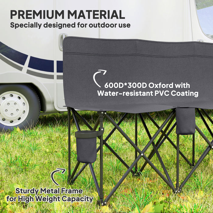 Outsunny 6 Seater Folding Camping Chair with Cup Holder & Carry Bag - Charcoal Grey