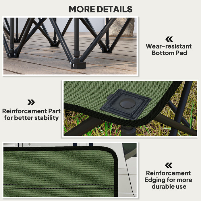 Outsunny 6 Seater Folding Camping Chair with Cup Holder & Carry Bag - Green