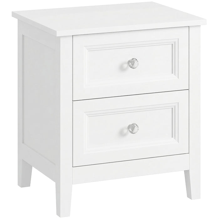 HOMCOM Nightstand with 2 Drawers Modern Bedside Table for Bedroom Living Room White