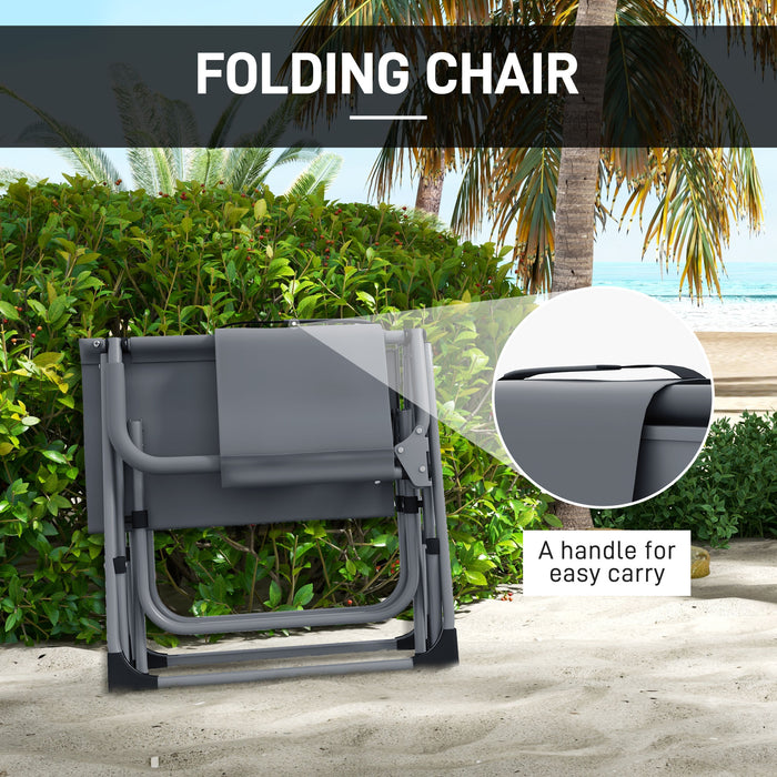 Portable Director's Chair with Built-in Side Table - Durable Grey Camping Seat - Ideal for Outdoor Events and Picnics