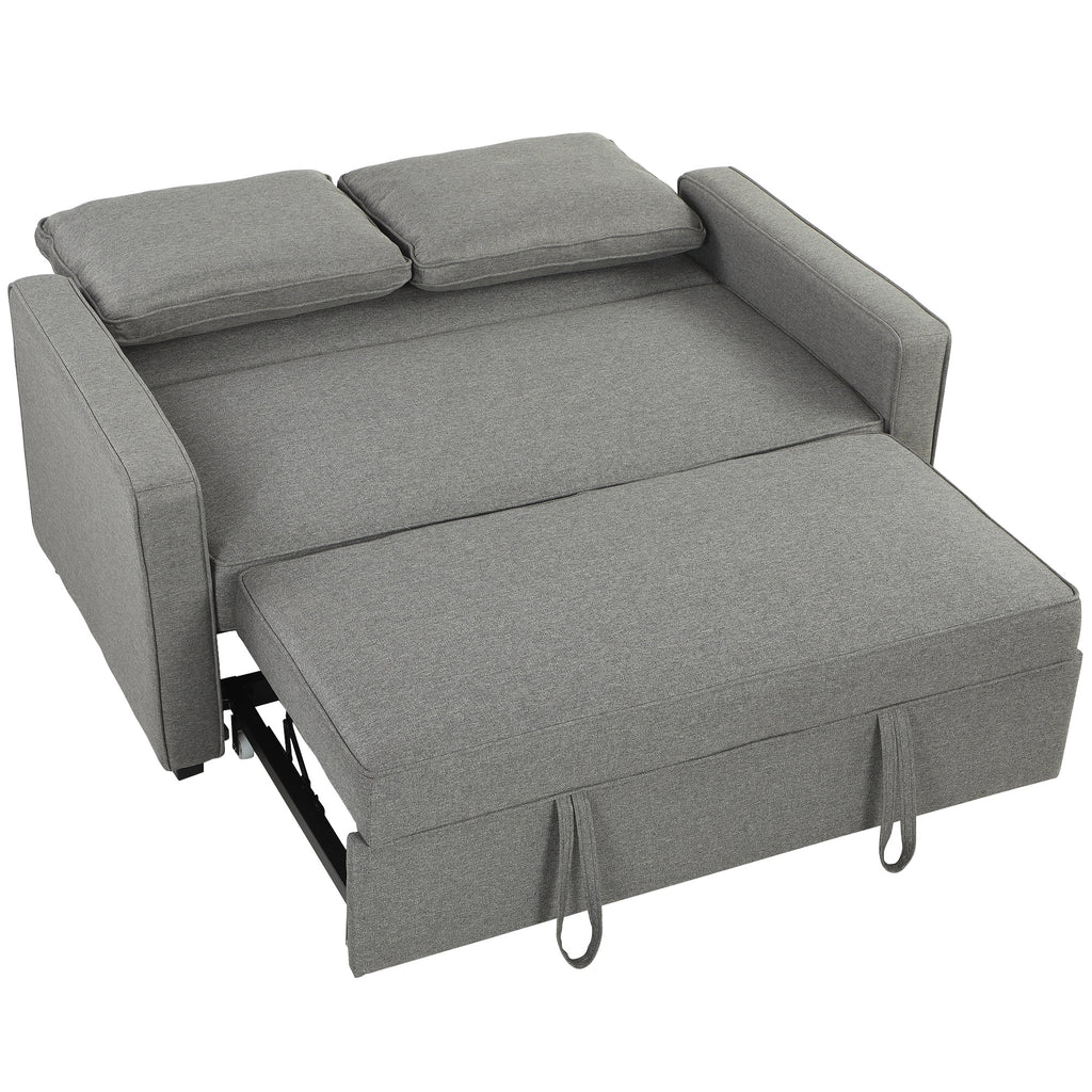HOMCOM Double Sofa Bed Click Clack Sofa Bed Pull Out Bed with Adjustable Backrest for Living Room and Bedroom Grey