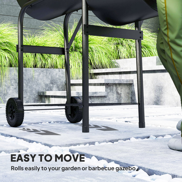 Outsunny Barbecue Grill Portable Outdoor Charcoal BBQ Grill with Offset Smoker 109 x 60 x 120 cm Black