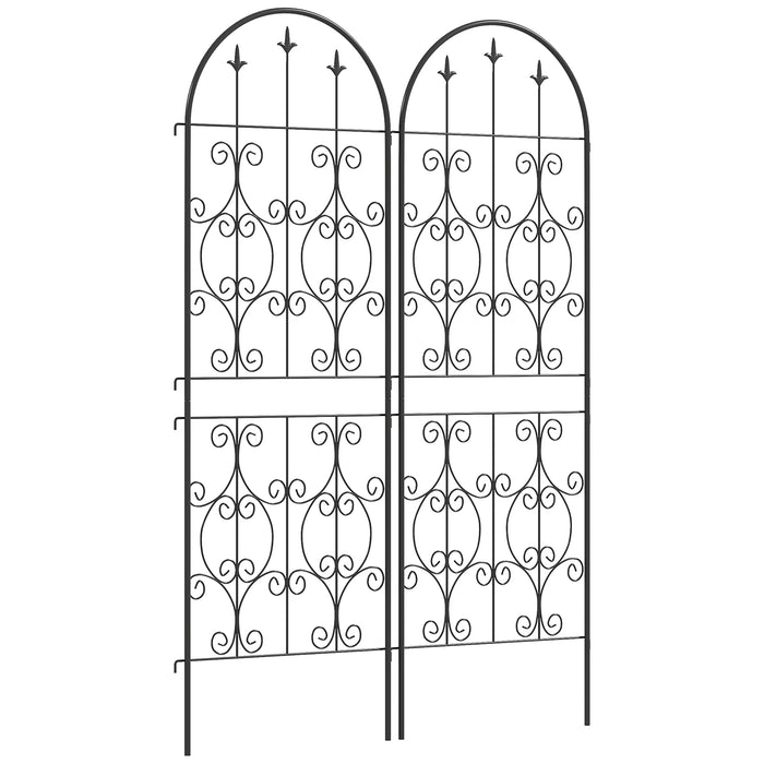 Outsunny Set of 2 Metal Garden Trellis, Decorative Trellis Panels for Climbing Outdoor Plants, Vegetables, Vines, Flowers, 150 x 50 cm, Scrollwork Design