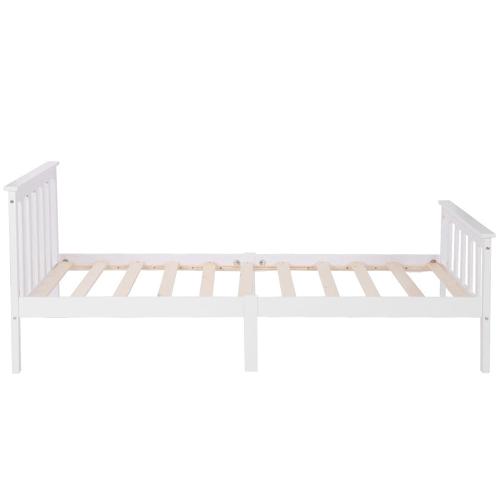 Pine Wooden Single Bed Frame with Sturdy Headboard and Footboard - 3ft, Durable Build, 190x90 cm in White Finish - Ideal for Small Bedrooms & Guest Rooms