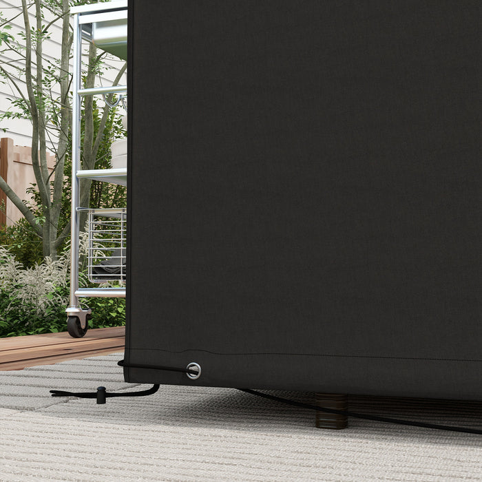 Outsunny 600D Oxford Table Set Cover Outdoor Garden Rattan Furniture Protection Cover Protector Waterproof Anti-UV, Black, 245 x 165 x 66 cm