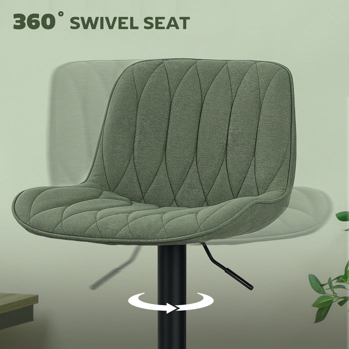 HOMCOM Set of Two Linen-Look Bar Stools - Green