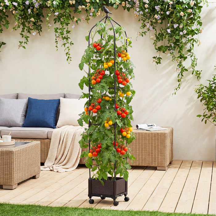 Raised Garden Bed Planter Box with Obelisk Trellis 200 cm-