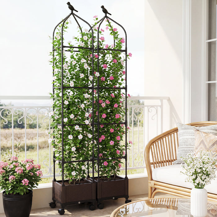 Raised Garden Bed Planter Box with Obelisk Trellis 200 cm-