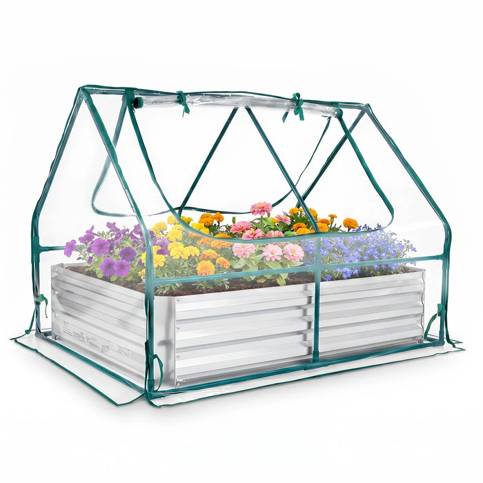 Raised Garden Bed with 2 Large Screen Windows for Flowers Vegetables-