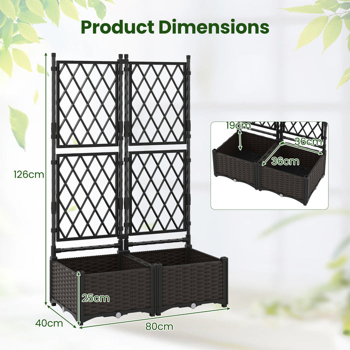 Raised Garden Bed with Trellis Self-Watering Elevated Planter Box with Drain Holes-1 Piece