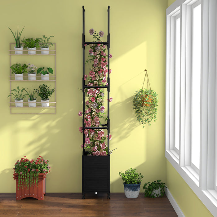 219 cm Raised Garden Bed - With Trellis and Wheels, Ideal for Climbing Plants - Perfect for Greenery Enthusiasts