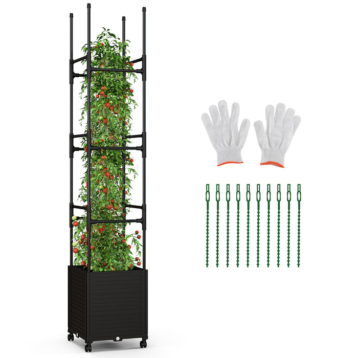 219 cm Raised Garden Bed - With Trellis and Wheels, Ideal for Climbing Plants - Perfect for Greenery Enthusiasts