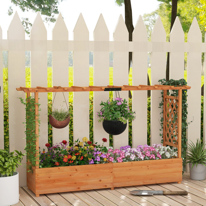 2-Sided Trellis and Hanging Roof Raised Garden Bed - Garden Enhancement Features Including Elevated Planter Box and Roof - Ideal Solution for Urban Green Space Lovers