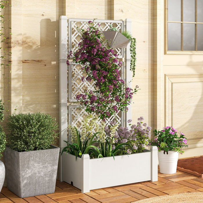 Self-Watering Standing Planter Box Lattice Panels for Vine Climbing Fruits Vegetables-