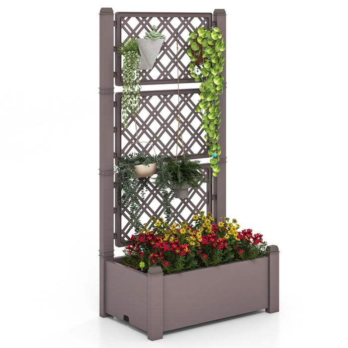 Self-Watering Standing Planter Box Lattice Panels for Vine Climbing Fruits Vegetables-