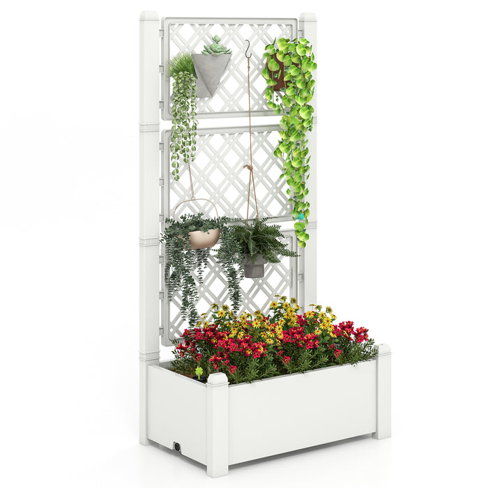 Self-Watering Standing Planter Box Lattice Panels for Vine Climbing Fruits Vegetables-