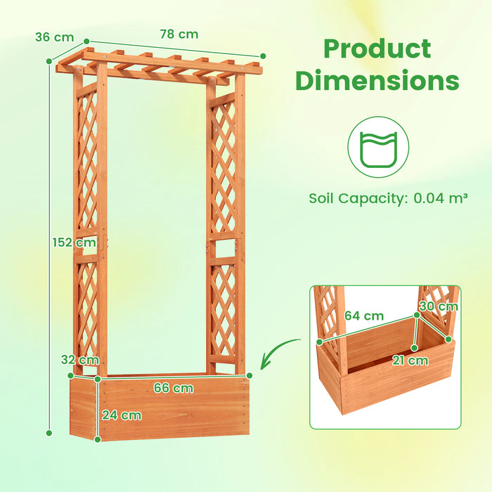 Raised Garden Bed with Trellis Wood Freestanding with Hanging Roof-